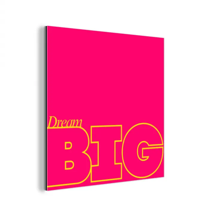 Minimalistisch - Roze - Dream big - Grafisch aluminium wit klein -3d