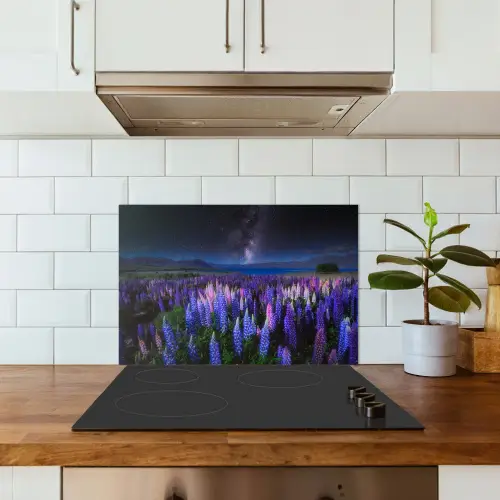 Bloemen - Nacht - Lupine - Sterrenhemel - Paars - Natuur keuken achterwand spatscherm klein -sfeer2