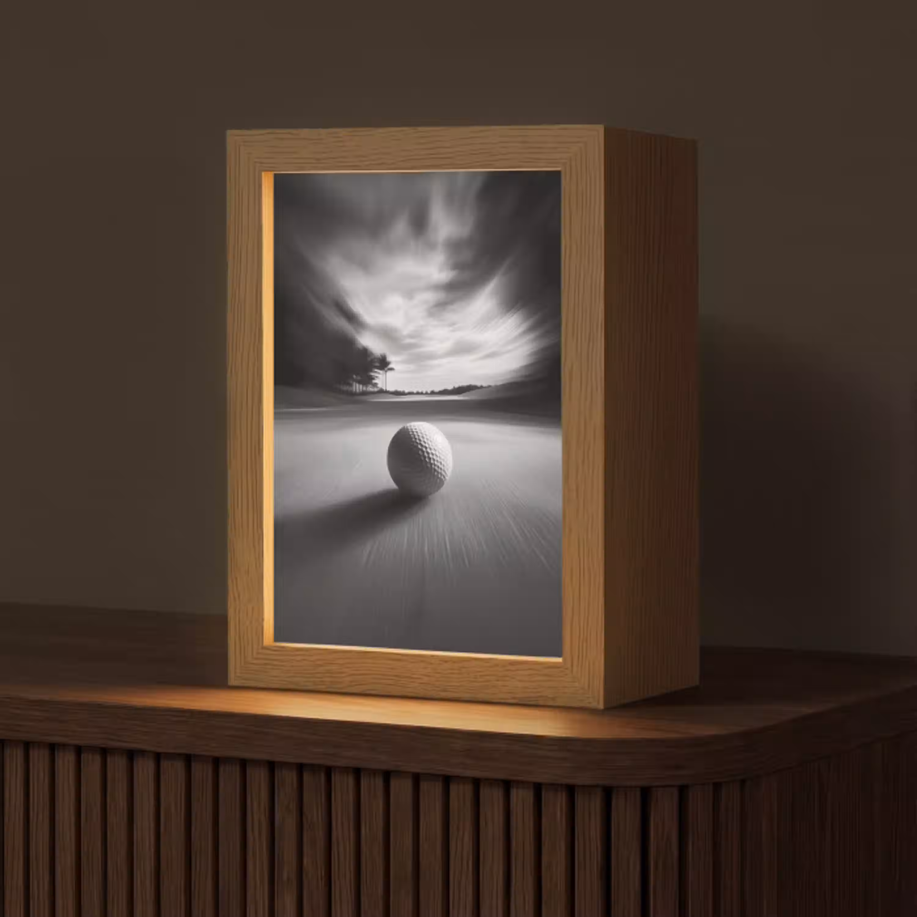 Golfbal - Wazig - Zwart Light Box met kabel (Tafellamp) klein -z3d_website