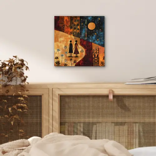 Silhouetten - Abstract - Zon - Maan aluminium wit klein -sfeer3