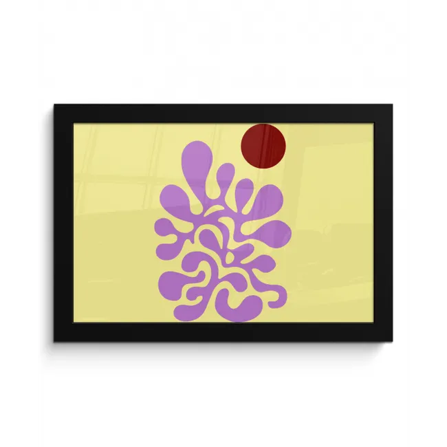 Koraal - Cirkel - Abstract - Geel fotolijst zwart zonder passe partout klein -3d