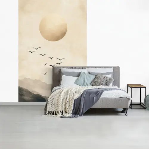 Landschap - Japandi - vogel fotobehang vinyl groot -slaapkamer