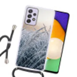 Rijp - Gras - Kristallen - Winter - Minimalistisch Hoesje Samsung Galaxy A52 5G met koord klein -sfeer1