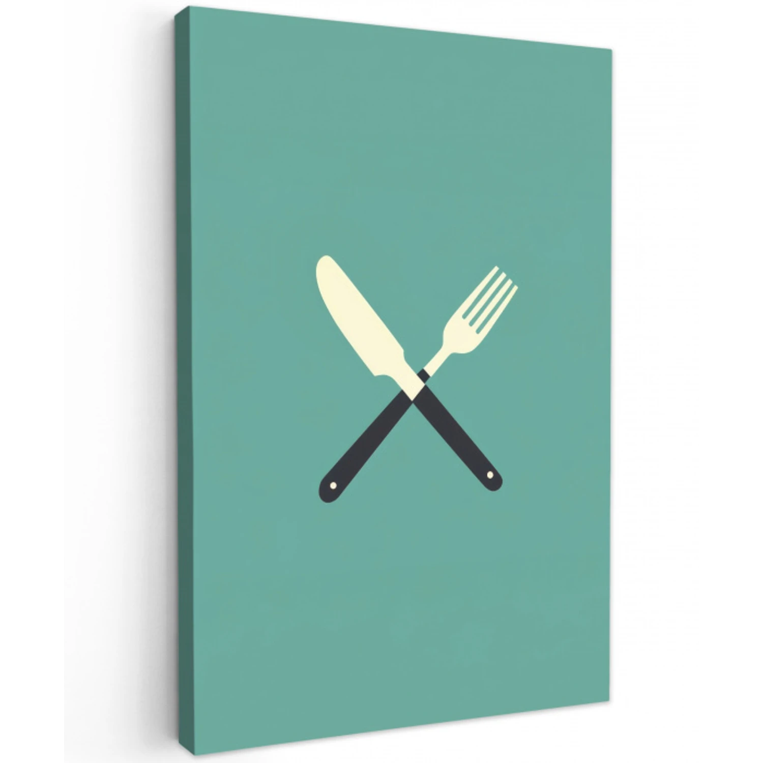 Illustratie - Blauw - Bestek Tuinposter op houten frame 2 cm dik middel -3d