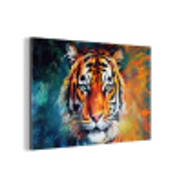 Tijger - Dieren - Olieverf - Kunst aluminium wit klein -3d