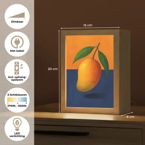 Mango - Vlakken - Bladeren - Oranje Light Box met kabel (Tafellamp) klein -USP_NL