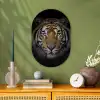 Tijger - Wilde dieren - Portret - Zwart - Dieren Wandcirkel Ovaal Forex klein -sfeer2