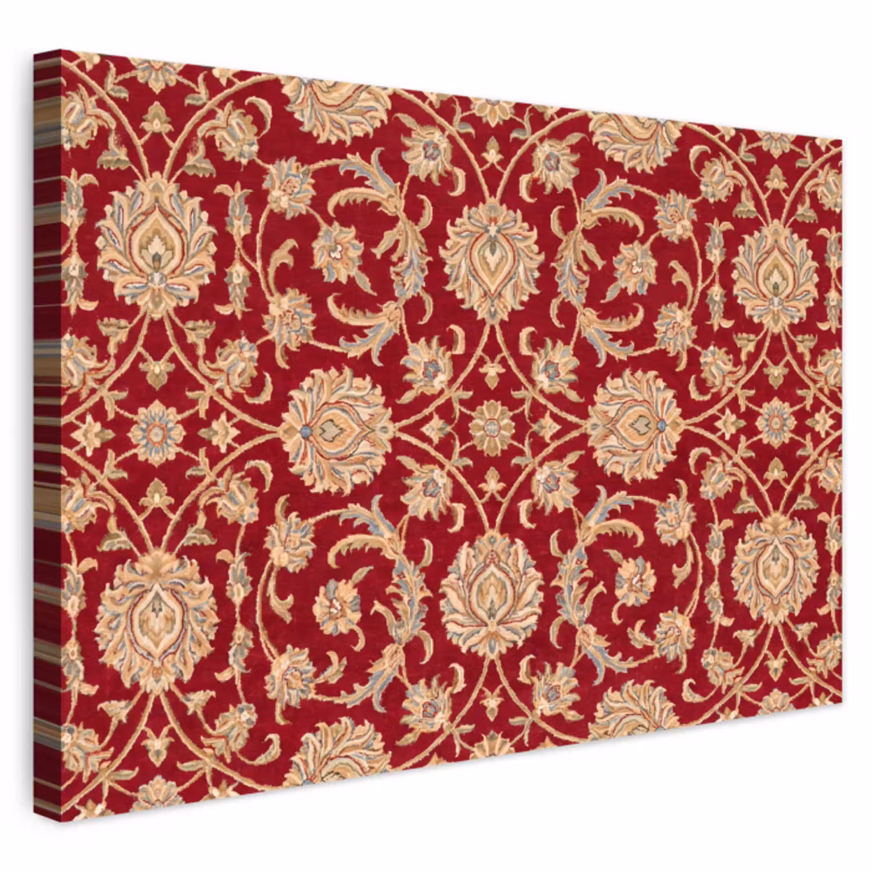 Patroon - Bloem - Klassiek - Oosters - Rood Tuinposter op houten frame 2 cm dik klein -3d