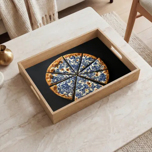 Pizza - Eten - Delftsblauw Dienblad Rechthoek middel -sfeer1