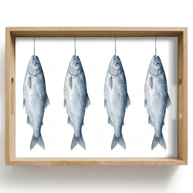 Dienblad - Vissen - Illustratie - Delfts - Blauw