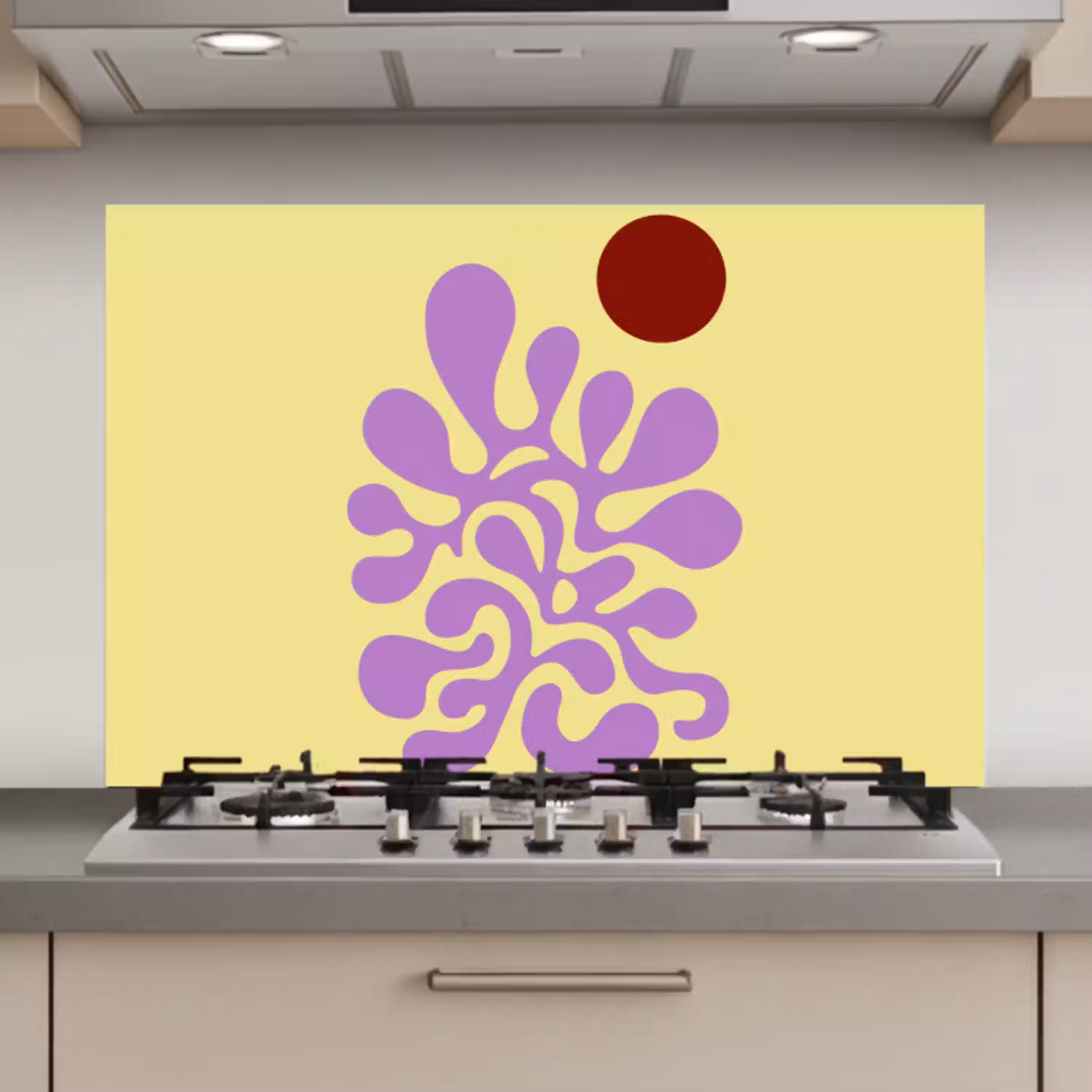 Koraal - Cirkel - Abstract - Geel keuken achterwand spatscherm klein -3d_website