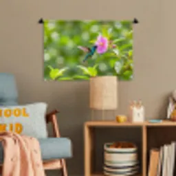 Kolibrie - Bloem - Natuur - Groen Wandkleed katoen klein -wsfeer4_kind