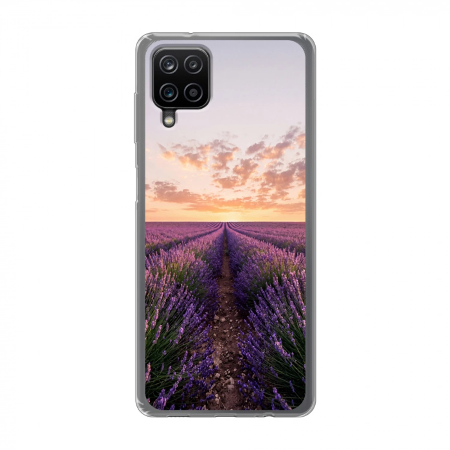 Landschap - Lavendelveld - Paars Telefoonhoesje Samsung Galaxy A12 klein -3d