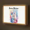 Kat - Kleurrijk - Verf - Dier - Wit Light Box met batterij (Wandlamp kind) middel -z3d_website