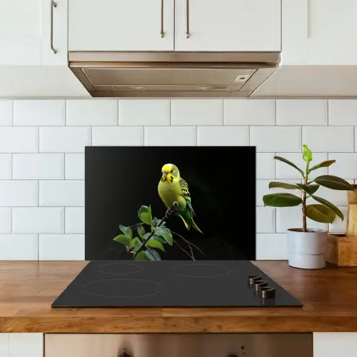 Parkiet - Tak - Bladeren - Geel keuken achterwand spatscherm klein -sfeer2
