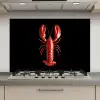 Kreeft - Glossier Rood - Zwart keuken achterwand spatscherm klein -3d_website