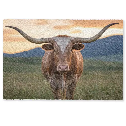 Longhorn - Landschap - Zonsondergang Deurmat klein -zkaufland3d