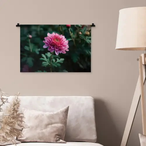 Blad - Chrysant - Roze - Schaduw Wandkleed katoen klein -sfeer4