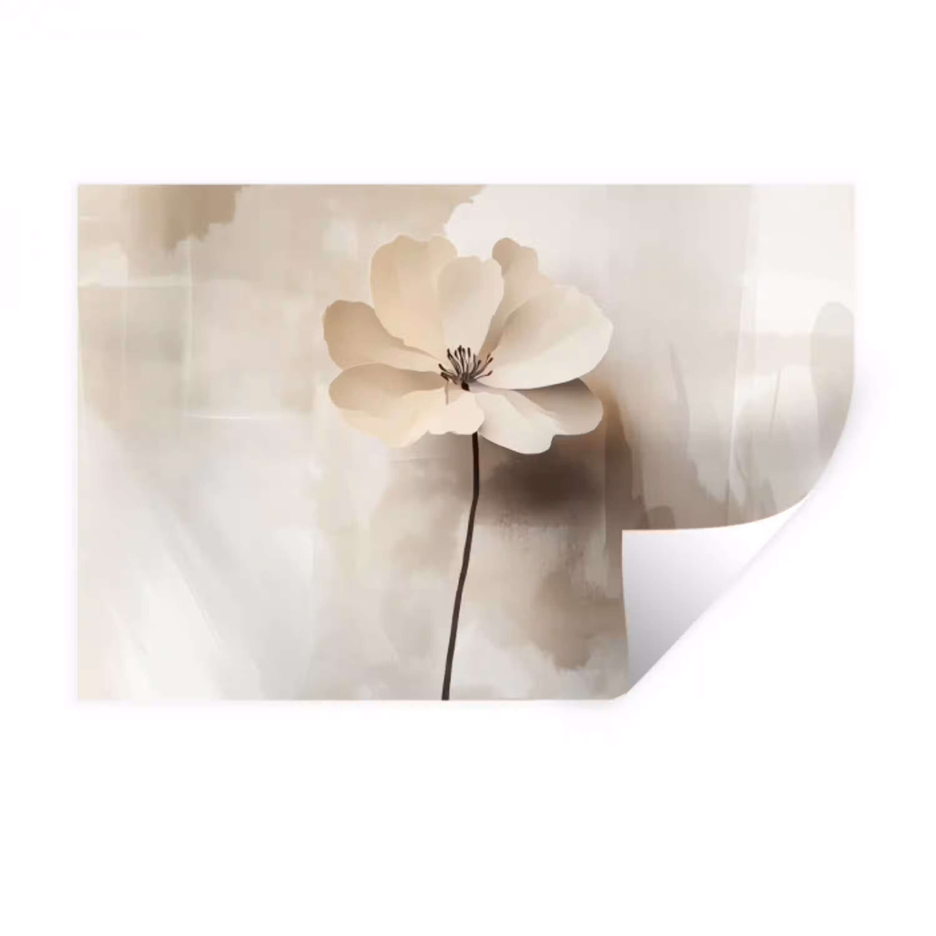 Bloem - Beige - Verf - Schaduw Muursticker klein -3d