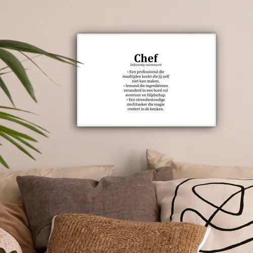 Kok - Definitie - Chef - Koken - Keuken - Spreuken - Woordenboek canvas 2cm klein -sfeer1