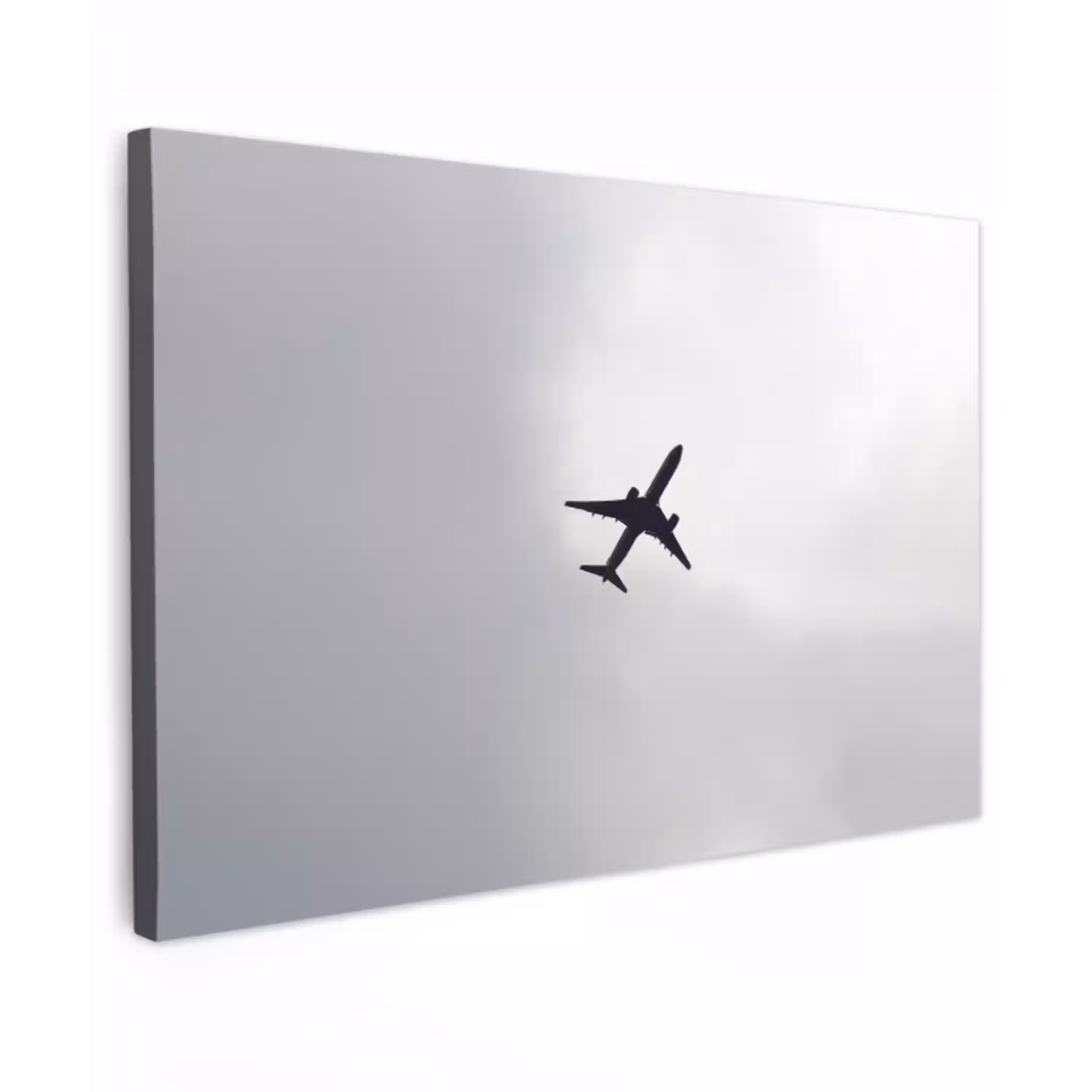Minimalistisch - Silhouet - Zwart - Vliegtuig Tuinposter op houten frame 2 cm dik klein -3d