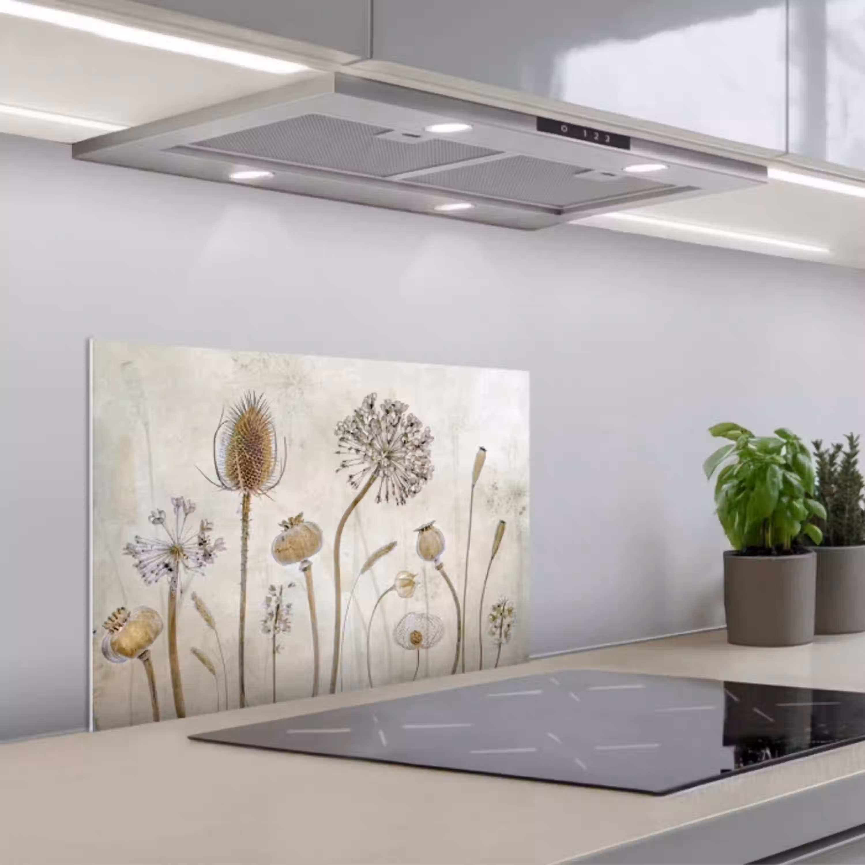 Bloemen - Waterverf - Stilleven - Bruin - Vintage keuken achterwand spatscherm klein -3d_schuin
