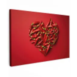 Pepers - Rood - Hart Tuinposter op houten frame 2 cm dik klein -3d