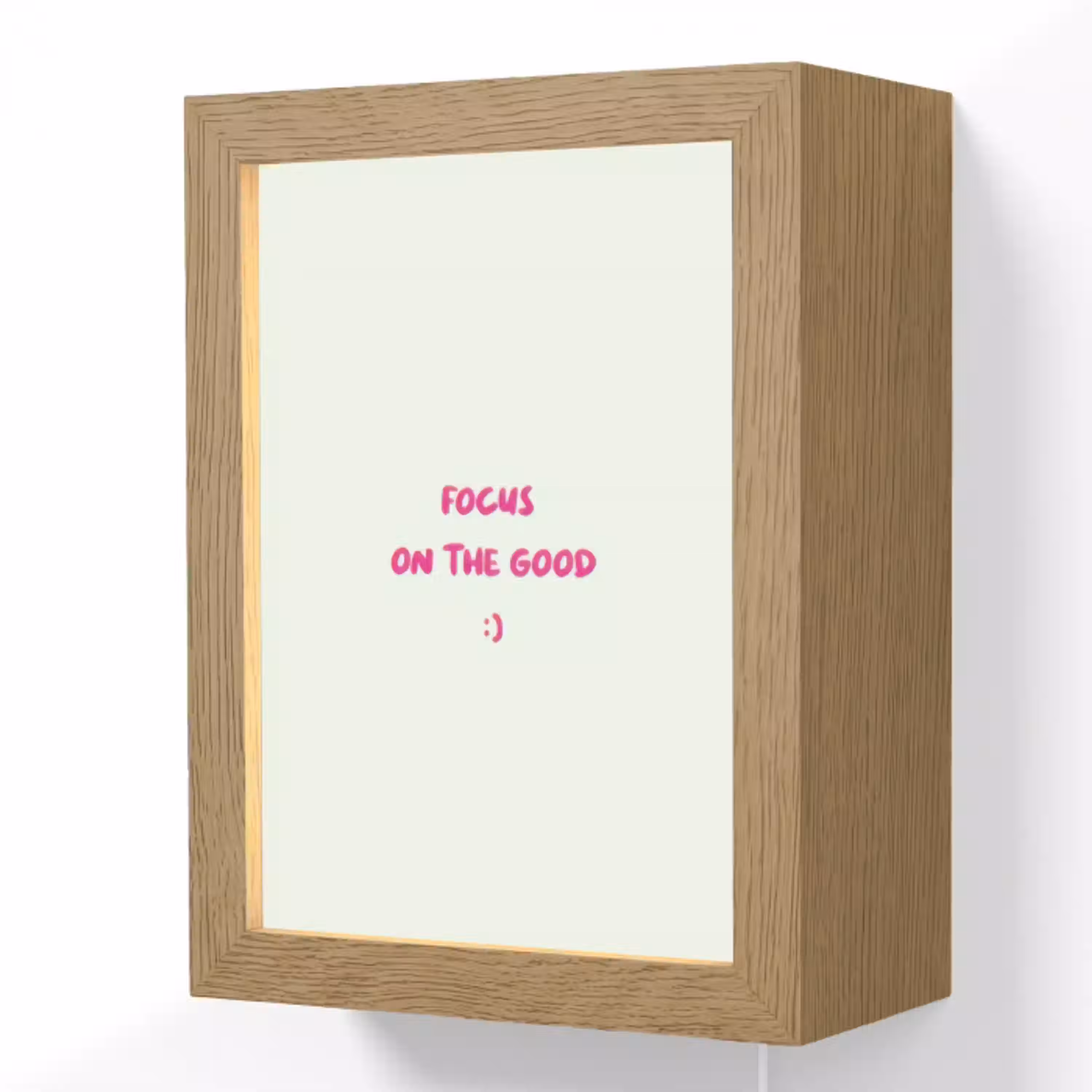 Focus - Beige - Roze - Smiley Light Box met kabel (Wandlamp) klein -3d