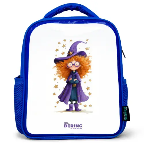 Sterrenmagie met krullen Kinderrugzak - Blauw middel -3d