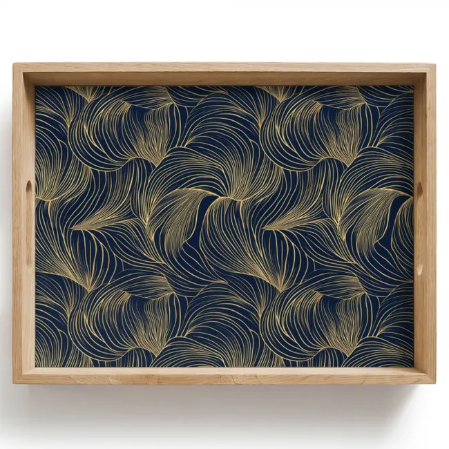 Dienblad - Abstract - Lijnen - Blauw - Goud
