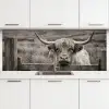 Schotse hooglander - Zwart - Wit - Hout keuken achterwand 2 middel -3d