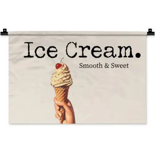 Ice cream - Softijs - Kleurrijk - Kers Wandkleed katoen klein -zz3d