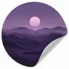 Heuvels - Paars - Mist - Zon Wandcirkel behangsticker klein -3d