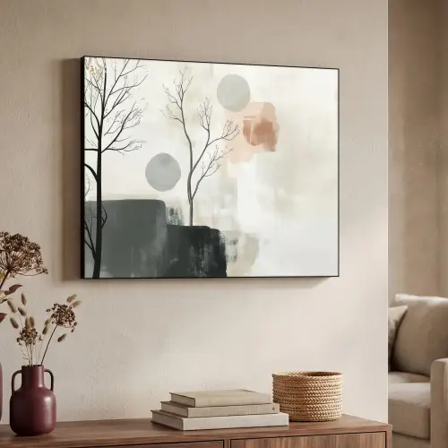Wabi sabi - Beige - Plant Textielframe zwart klein -sfeer3