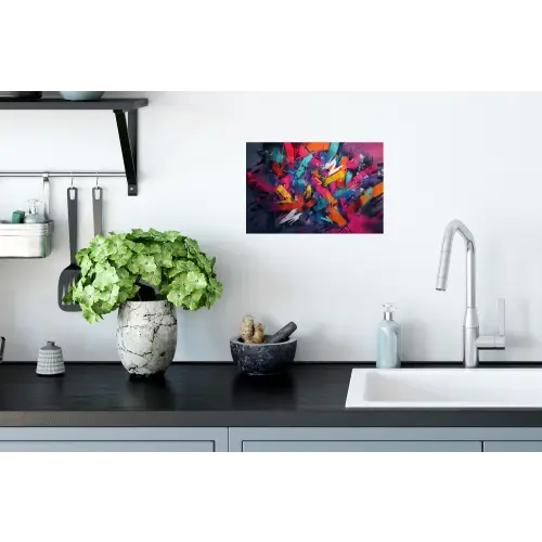 Abstract - Explosie - Neonkleuren Muursticker klein -keuken
