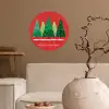 Minimalistisch - Kerstbomen - Rood - Sneeuw Wandcirkel behangsticker klein -sfeer1