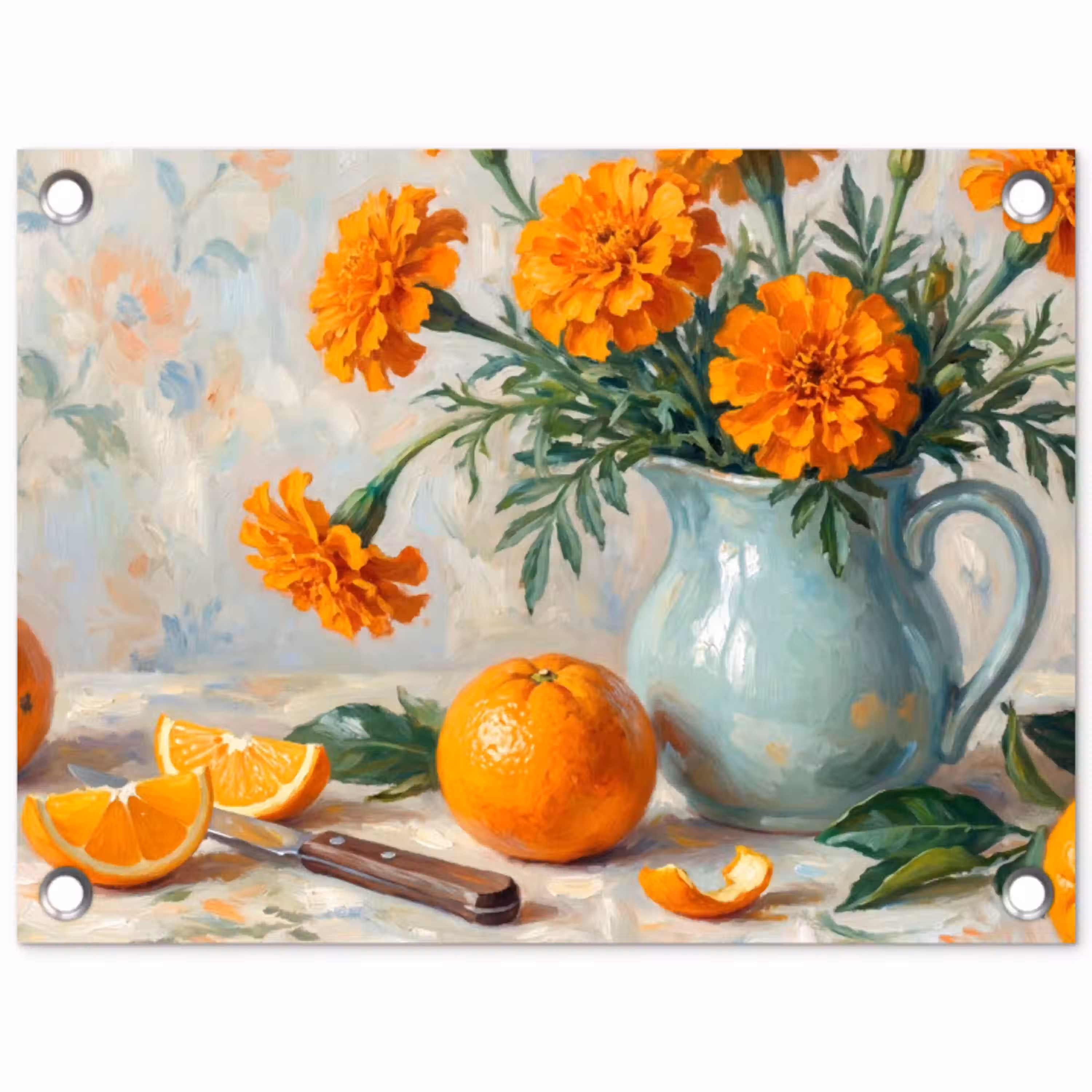 Eten - Oranje - Kunst tuinposter los doek klein -3d