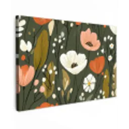 Bloemen - Illustratie - Groen Tuinposter op houten frame 2 cm dik klein -3d