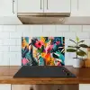 Schilderij - Abstract - Bloemen - Roze keuken achterwand spatscherm klein -sfeer2