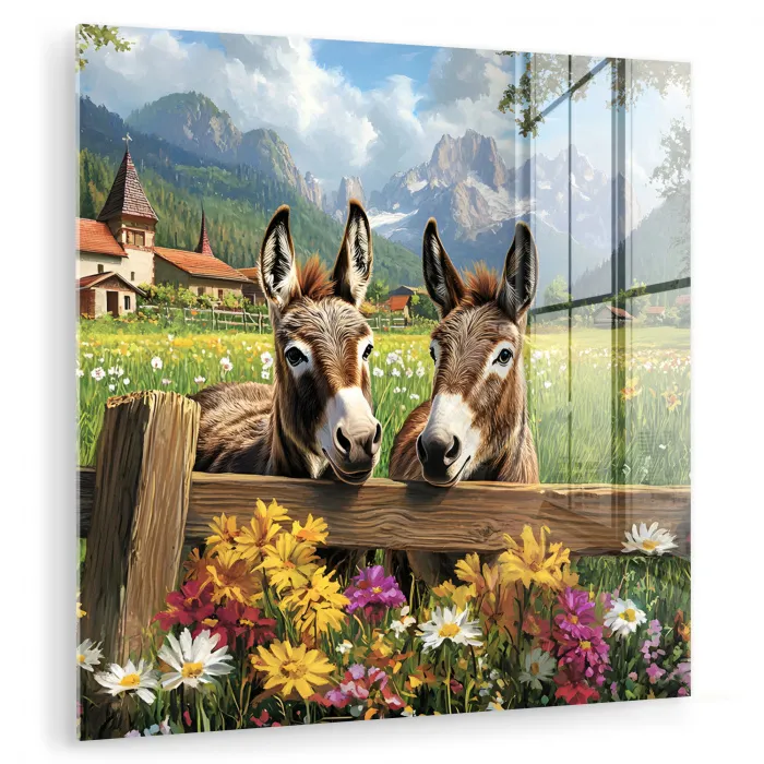 Ezels - Bloemen - Zomers plexiglas 5mm klein -zzzproduct_nieuw