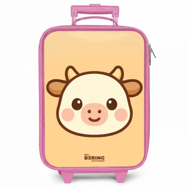 Kinderkoffer roze - Kawai - Koe - Bruin