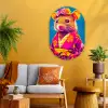 Muis - Kimono - Bloemen - Blauw Wandcirkel Ovaal Glas middel -sfeer4