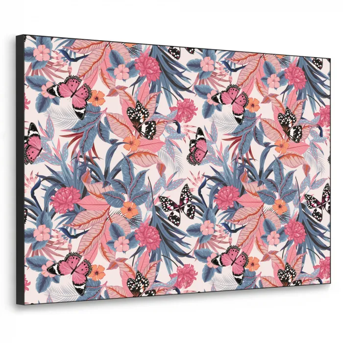 Tropisch - Zomer - Vlinder - Perzik Textielframe zwart klein 947 -3d