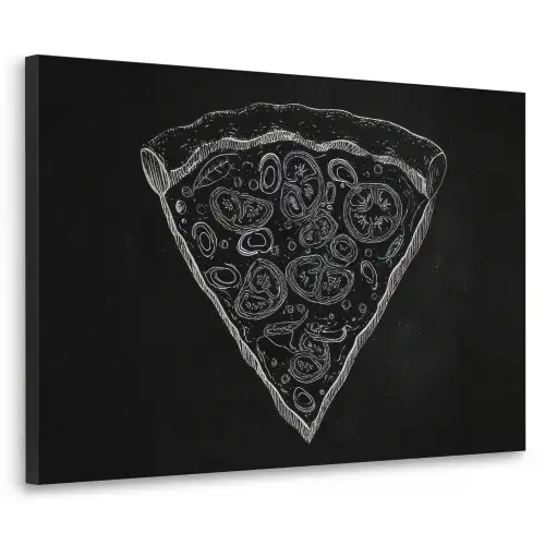 Pizzapunt - Toppings - Krijttekening Textielframe zwart klein -3d
