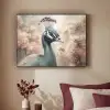 Pauw - Vogels - Bloemen - Boom - Botanisch Textielframe zwart klein -sfeer1