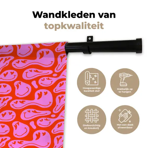 Valentijn - Smiley - Rood - Roze Wandkleed katoen klein 269 -sfeer2