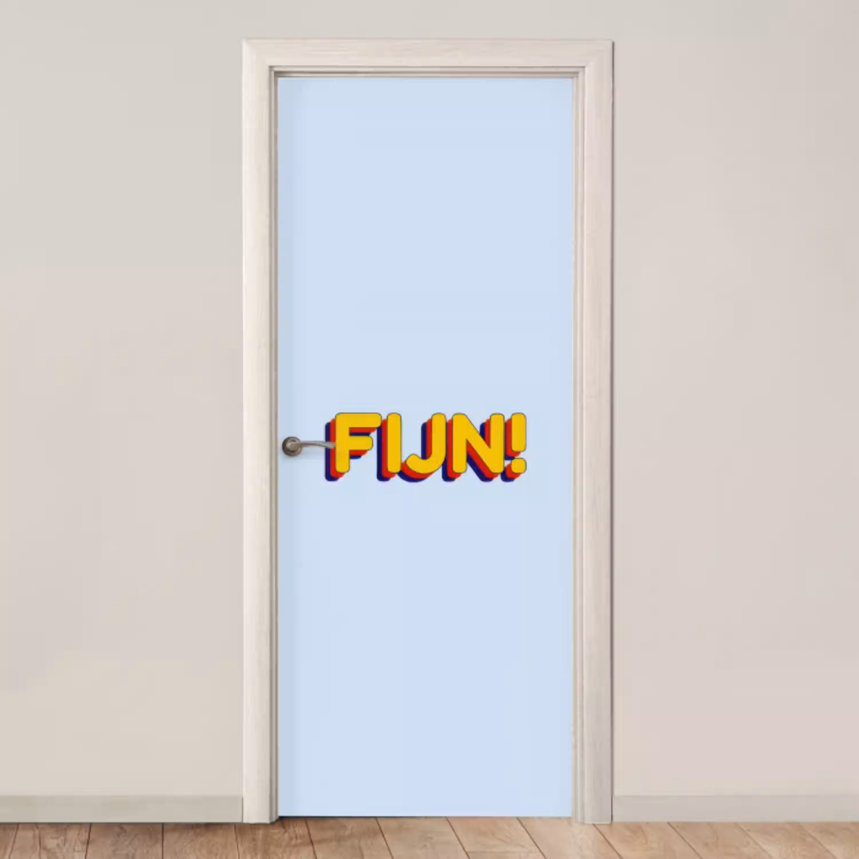 Fijn - Geel - Oranje deurposter klein -3d_beige