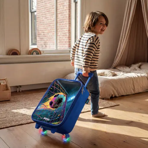 Neon - Net - Voetbal - Kleurrijk Kinderkoffer - Blauw klein -sfeer1