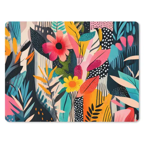 Schilderij - Abstract - Bloemen - Roze muismat rubber klein -3d