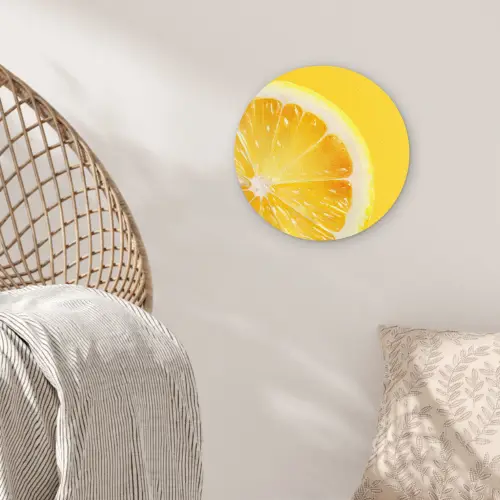 Citroen - Geel - Zonnig Wandcirkel kunststof plaat 5mm dik klein -sfeer5